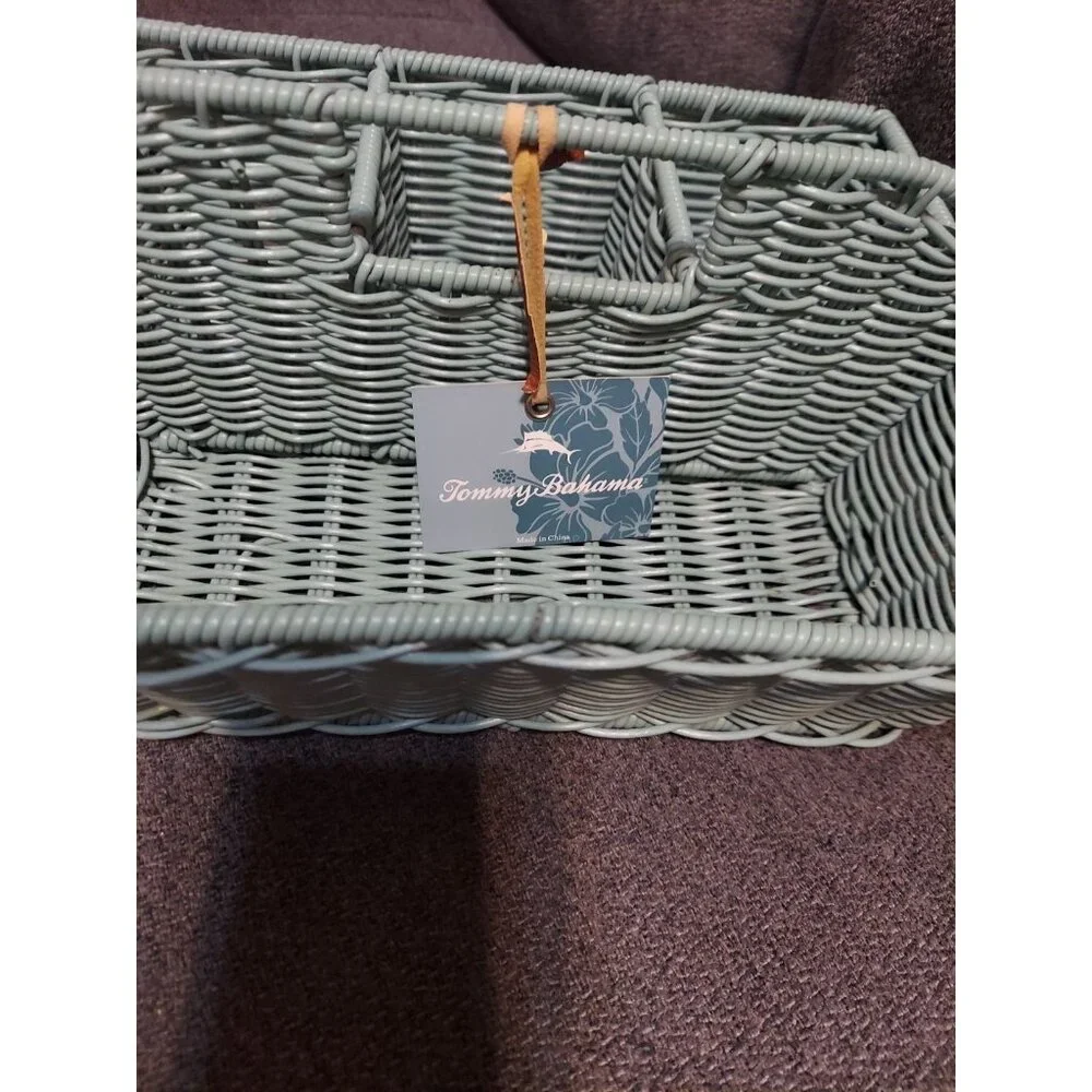 Tommy Bahama Turquoise Wicker Basket Picnic Wine‎ Home Decorations